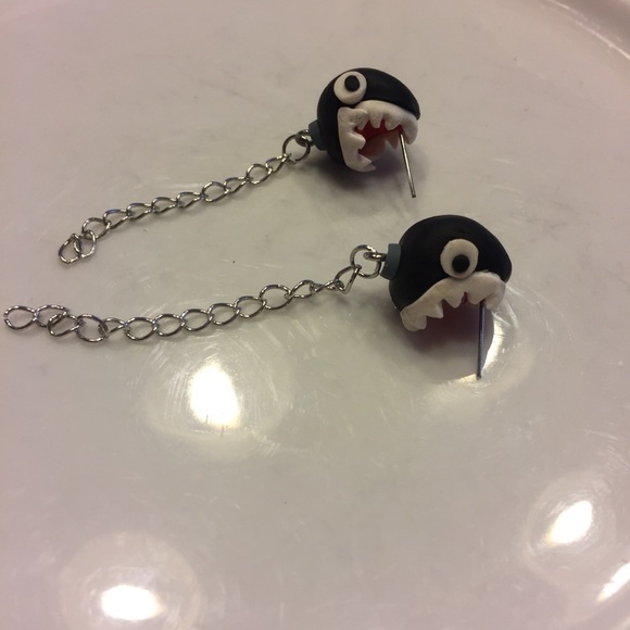 👾 Awesome cartoon chain monster stud tassel stud earrings 🎮 - Picture 6 of 7